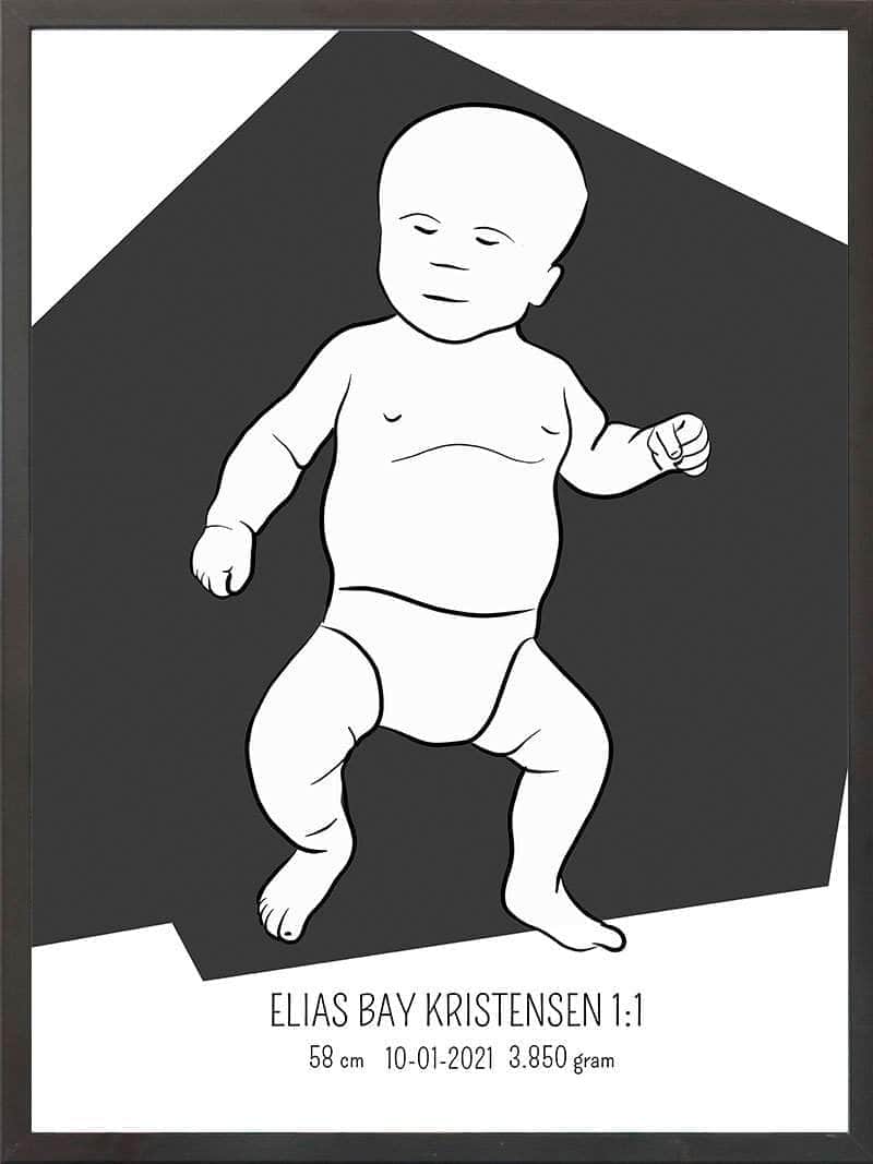 Birth Poster Fødselsplakat : Tumling Lyserød