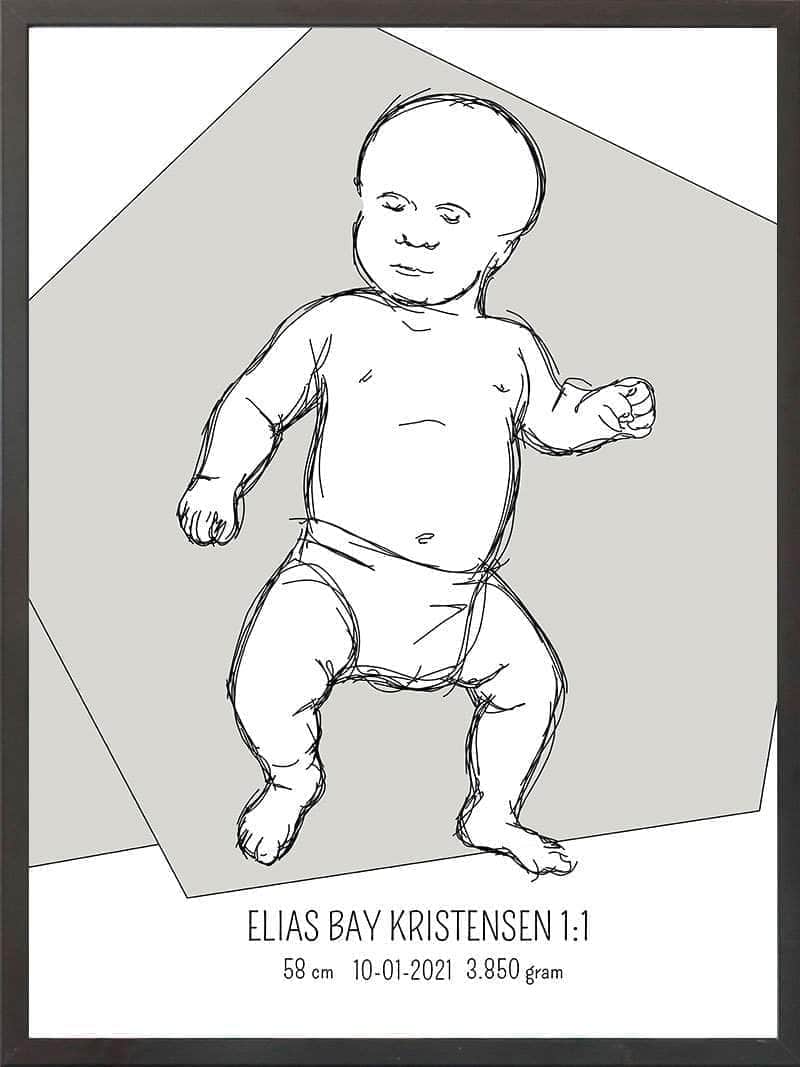 Birth Poster Fødselsplakat : Tumling Lyserød