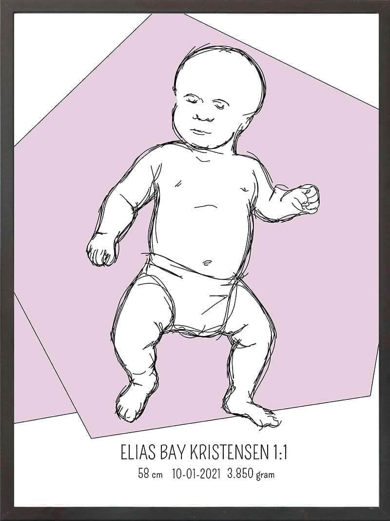 Birth Poster Fødselsplakat : Tumling Lyserød