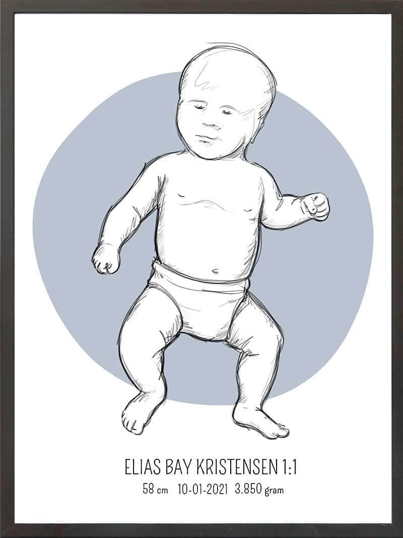 Birth Poster Fødselsplakat : Tumling Lyserød