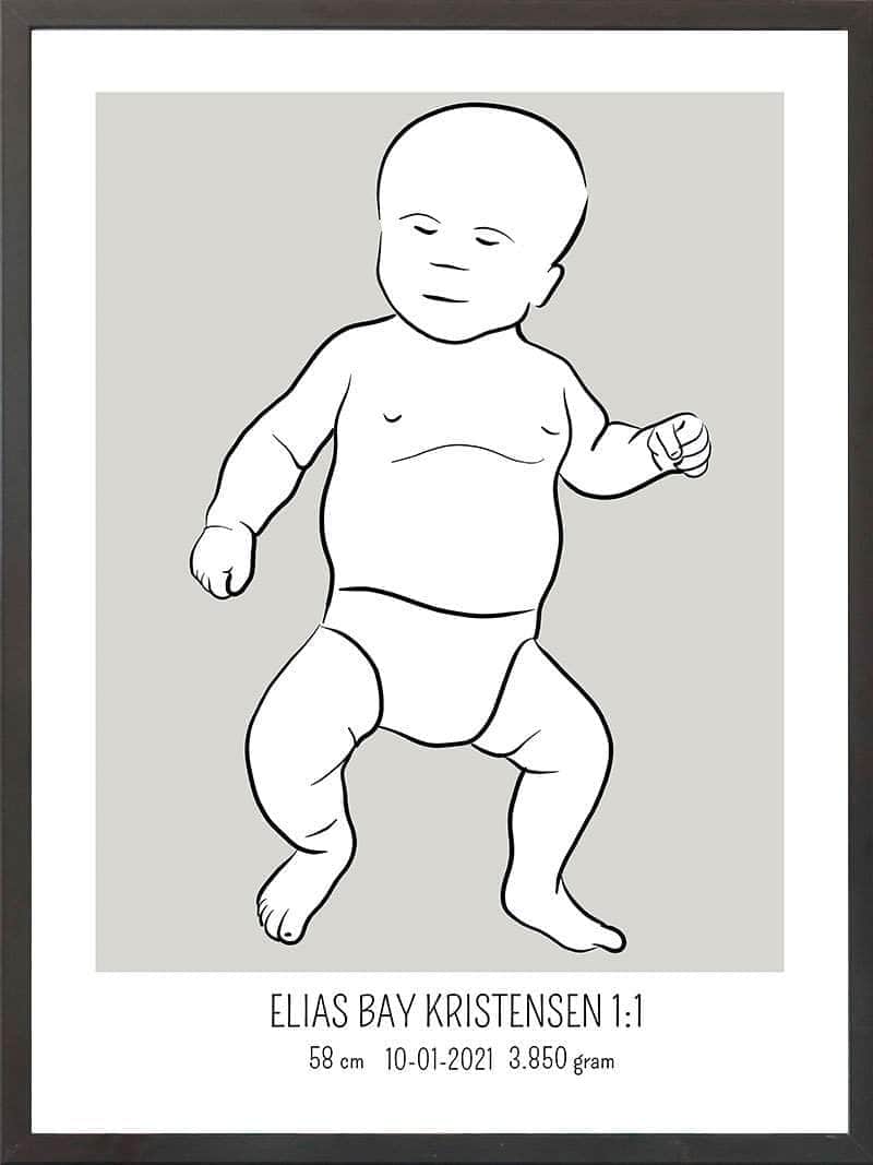 Birth Poster Fødselsplakat : Tumling Lyserød
