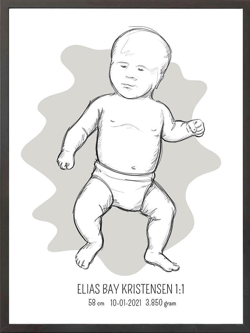 Birth Poster Fødselsplakat : Tumling Lyserød