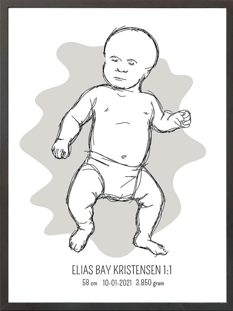 Birth Poster Fødselsplakat : Tumling Lyserød