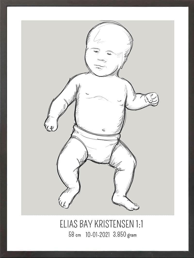 Birth Poster Fødselsplakat : Tumling Lyserød