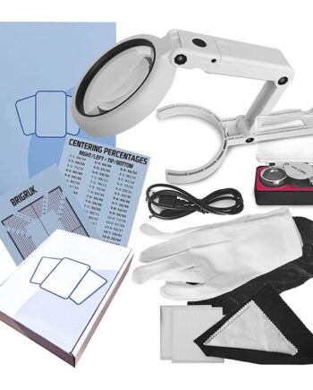 Card Grading Kit Centering Tool Led Magnifying Table Lamp  High Intensity Magnifying Loupe  Microfiber Cloth