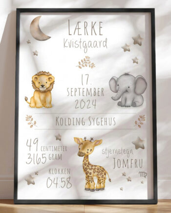 Dåbsplakat Med Dyr Fra Afrika