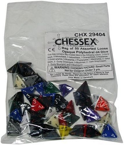 Dice Chessex Opaque Bag Of 50 Dice Assorted Polyhedral D4   -sidet  Tilf 195 166 Ldige