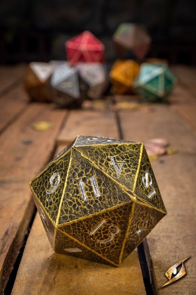 Dice 20 Sidede  D20  Terninger Gold Epic Armoury   5cm