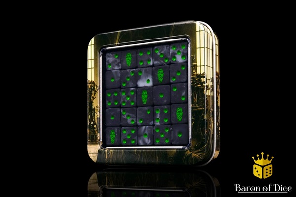 Dice Terninges 195 166   25 Terninger Baron Of Dice: D6   -sidet  Day Of The Dead Green Coffin  Square Corners