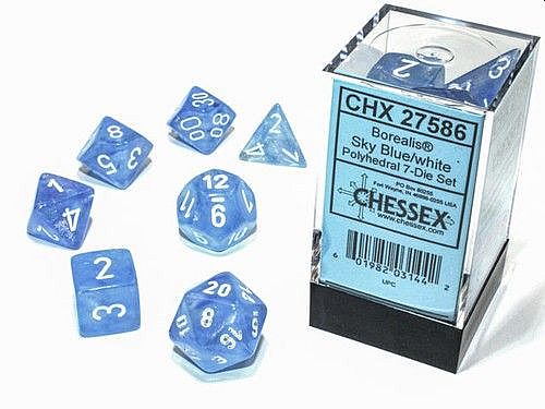 Dice Terninges 195 166     Terninger Borealis Polyhedral Luminary  Glow-in-the-dark : Sky Blue With White