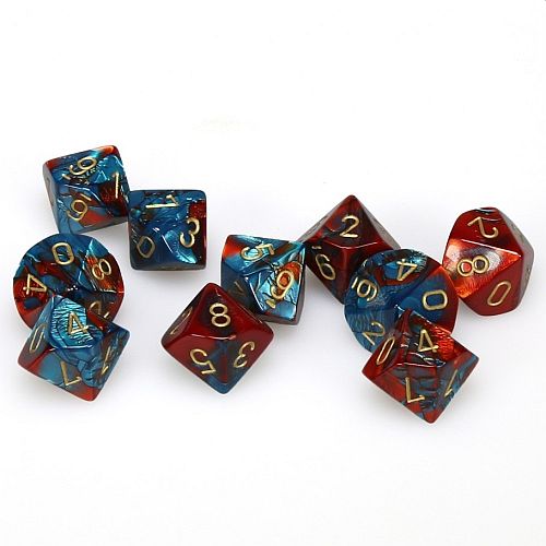 Dice Terninges 195 166   10 Terninger Gemini D10  10 Sidet  Red-teal With Gold