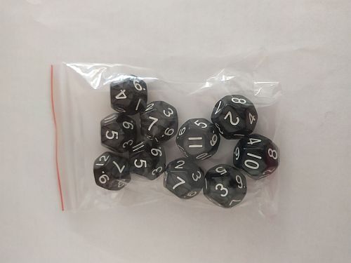 Dice Terninges 195 166   10 Terninger Kaissa Dice: Pearl Black White D12  12 Sidet