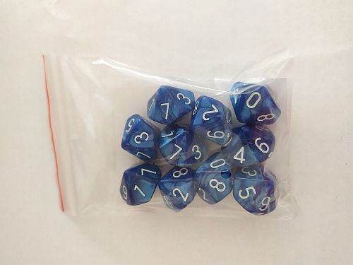Dice Terninges 195 166   10 Terninger Kaissa Dice: Pearl Blue White D10  10 Sidet