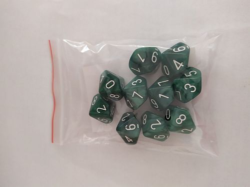 Dice Terninges 195 166   10 Terninger Kaissa Dice: Pearl Green White D10  10 Sidet