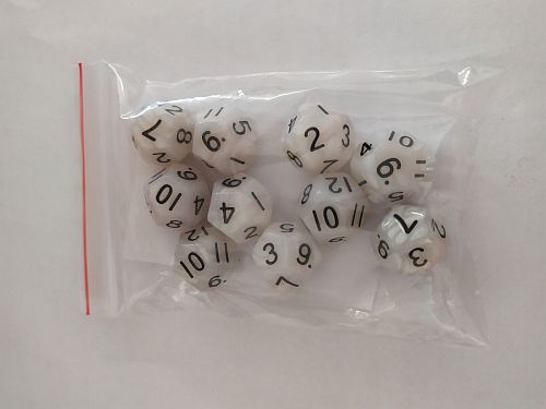 Dice Terninges 195 166   10 Terninger Kaissa Dice: Pearl Ivory Black D12  12 Sidet