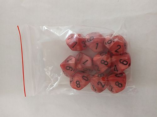 Dice Terninges 195 166   10 Terninger Kaissa Dice: Pearl Red Black D10  10 Sidet