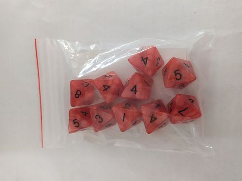 Dice Terninges 195 166   10 Terninger Kaissa Dice: Pearl Red Black D8    Sidet