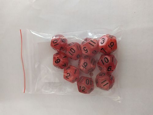 Dice Terninges 195 166   10 Terninger Kaissa Dice: Pearl Red Black D12  12 Sidet