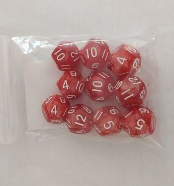 Dice Terninges 195 166   10 Terninger Kaissa Dice: Pearl Red White D12  12 Sidet