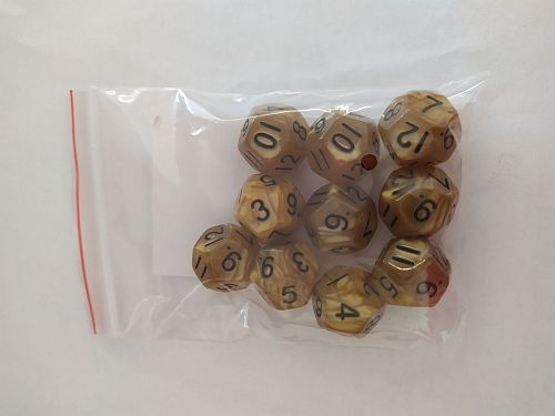 Dice Terninges 195 166   10 Terninger Kaissa Dice: Pearl Yellow Black D12  12 Sidet