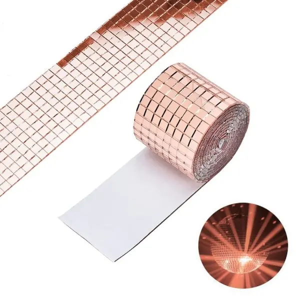 Diy Spejlvæg Selvklæbende Mini-mosaikfliser ægte Glas Mål: 4x30cm Rosegold
