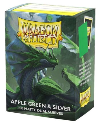 Dragon Shield Deck Protectors Matte Dual Sleeves: Apple Green   Silver 100 Lommer Dragonshield Sleeves  At-15073