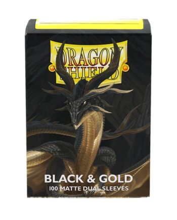 Dragon Shield Deck Protectors Matte Dual Sleeves: Black   Gold 100 Lommer Dragonshield Sleeves  At-15069