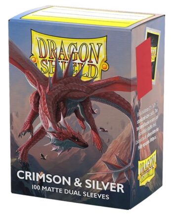 Dragon Shield Deck Protectors Matte Dual Sleeves: Crimson   Silver 100 Lommer Dragonshield Sleeves  At-15072