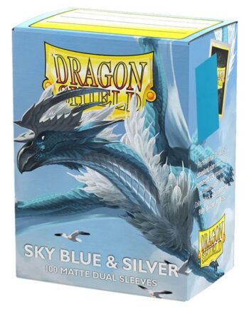 Dragon Shield Deck Protectors Matte Dual Sleeves: Sky Blue   Silver 100 Lommer Dragonshield Sleeves  At-15074