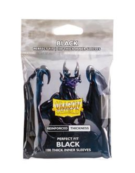 Dragon Shield Deck Protectors Perfect Fit Thick Inner Sleeves: Black  Til Standard 63x88mm Kort  100 Lommer Dragonshield Sleeves  At-13005