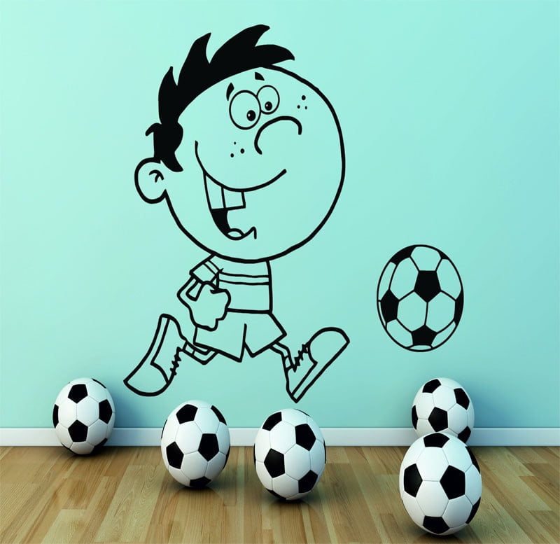 Dreng Spiller Fodbold Wallsticker