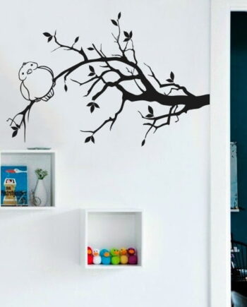 Fed Fugl På Gren Wallsticker