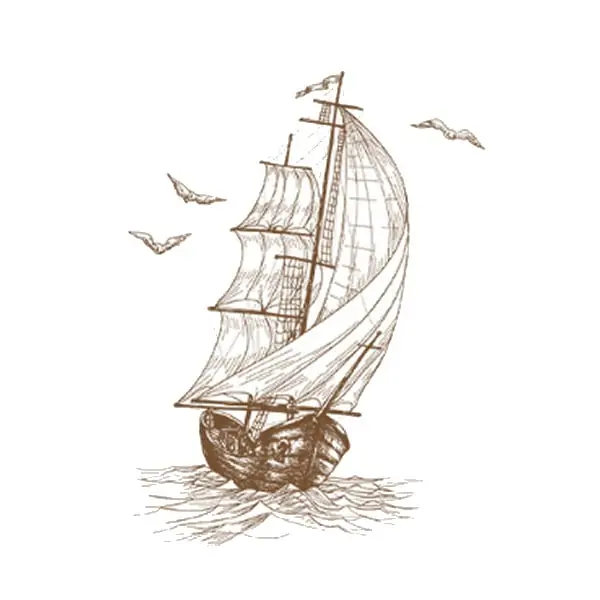 Flot Wallsticker Med Et Gammelt Sejlskib 58x43cm
