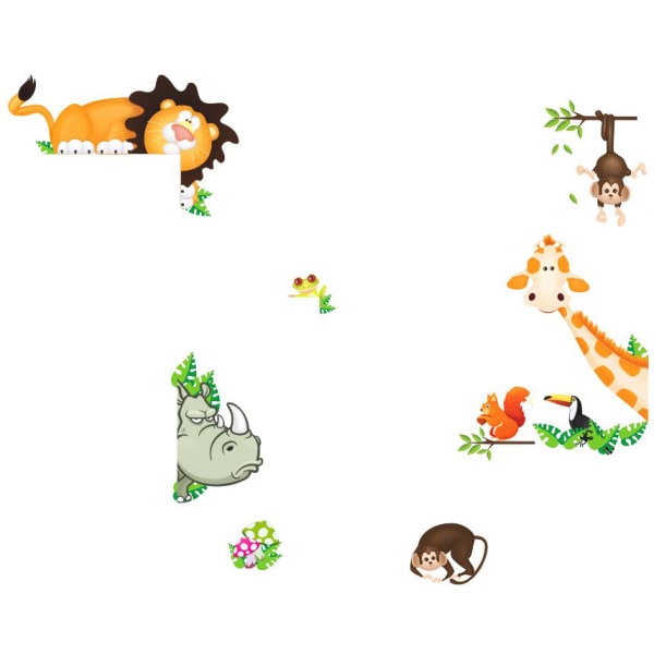 Flot Wallsticker Med Vilde Dyr Til Din Indretning Løve Giraf Abe Mm