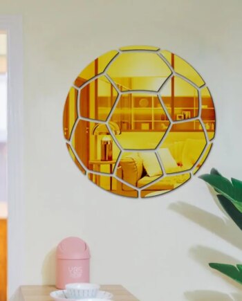 Fodbold Spejl  Selvklæbende Akryl Spejl Klistermærker  Klassisk Design  Gold  23cm
