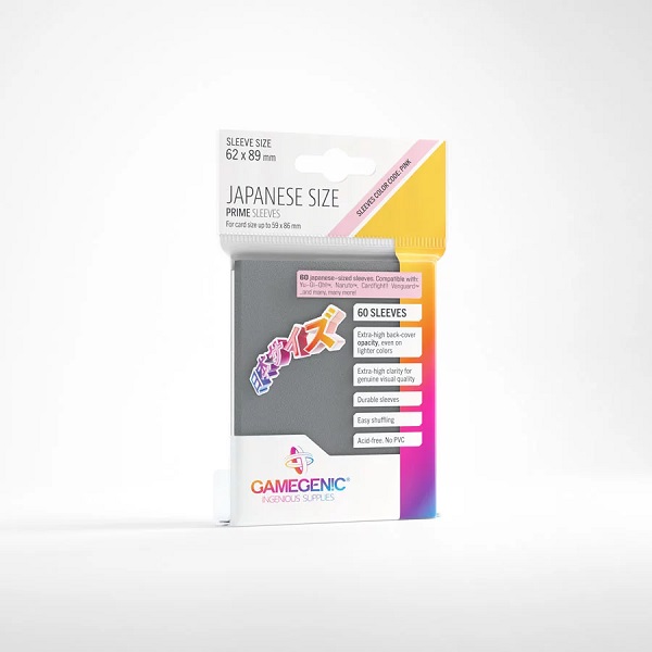 Gamegenic: Prime Sleeves: Small Japanese Size Dark Grey  Gr 195 165   60 Kortlommer