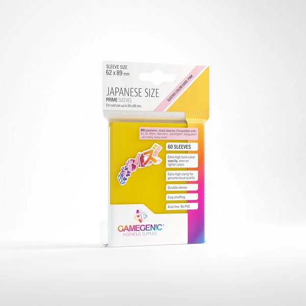 Gamegenic: Prime Sleeves: Small Japanese Size Yellow  Gul   60 Kortlommer