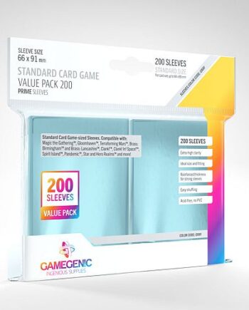 Gamegenic Prime Sleeves: Standard Card Game Size Value Pack  200 Kortlommer   Ggs10071ml