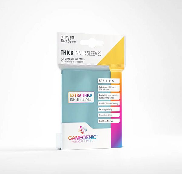 Gamegenic Thick Inner Sleeves Clear  Transparent Gennemsigtig   50 Kortlommer