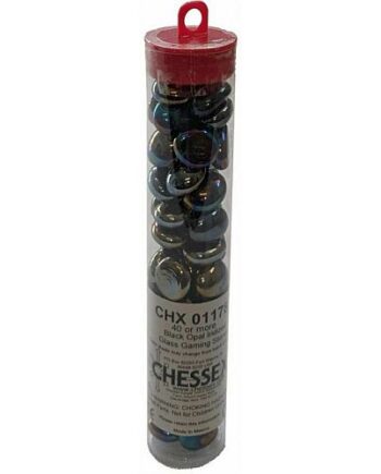 Gaming Counters Chessex: Black Opal Iridized Glass Stones  Qty 40  In 14cm Tube