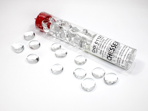Gaming Counters Chessex: Clear Glass Stones  Qty 40  In 14cm Tube