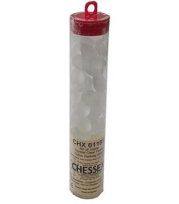 Gaming Counters Chessex: Crystal Clear Frosted Glass Stones  Qty 40  In 14cm Tube