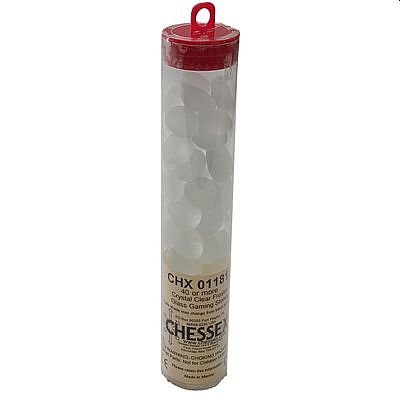 Gaming Counters Chessex: Crystal Clear Frosted Glass Stones  Qty 40  In 14cm Tube
