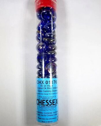 Gaming Counters Chessex: Crystal Dark Blue Iridized Glass Stones  Qty 40  In 14cm Tube