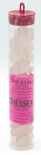 Gaming Counters Chessex: Crystal Pink Frosted Glass Stones  Qty 40  In 14cm Tube