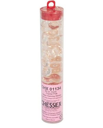 Gaming Counters Chessex: Crystal Pink Glass Stones  Qty 40  In 14cm Tube