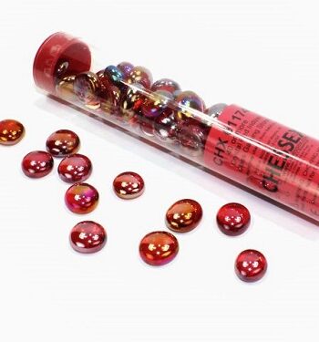 Gaming Counters Chessex: Crystal Red Iridized Glass Stones  Qty 40  In 14cm Tube