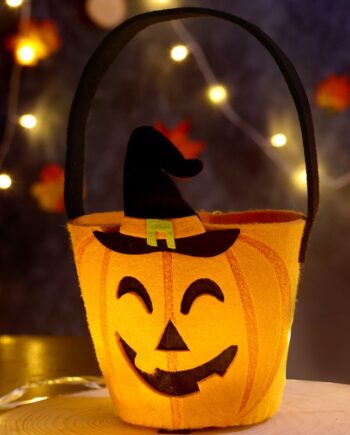 Græskarspand   Filt  Perfekt Slikspand Til Trick Or Treat  Ngd-08