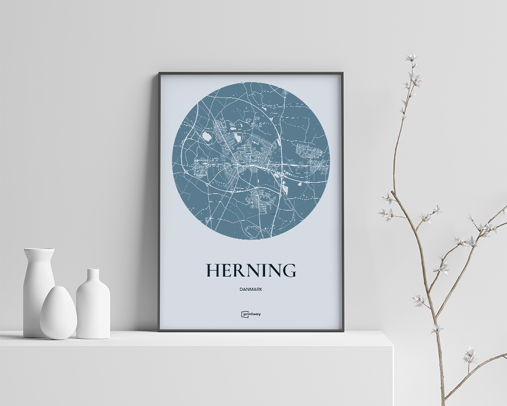 Herning Plakaten Rundt Kort Havblå 42 60 Cm A2