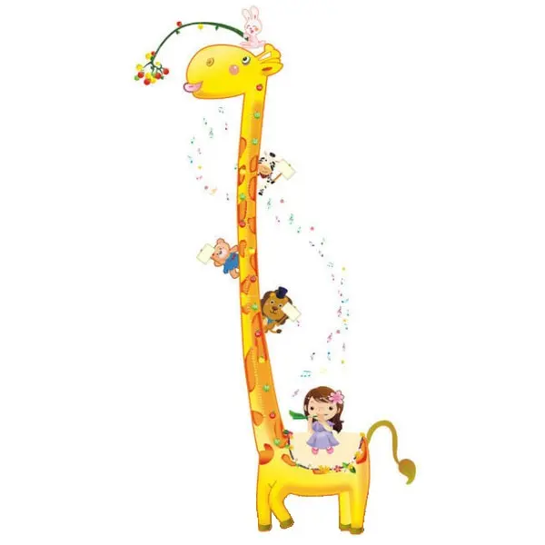 Kæmpe Målebånds Wallsticker Giraf Meter Høj